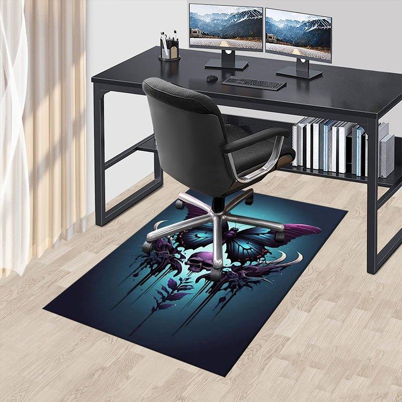 "Dark Butterfly Skull Tattoo Design Art Print"Office Mat Home Decor Office Desk Chair Carpet for Office Ph130