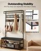 Hall Tree, 1830 mm Coat Rack with Shoe Bench, 2-Tier Freestanding Shoe Rack Storage Organizer with Hooks, Hanging Rod and Wire Shelf, Steel Frame