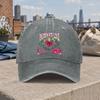 Vintage Flame Heart Baseball Cap Unisex Washed Curved Brim Hat With Flame Print Hook Loop Closure