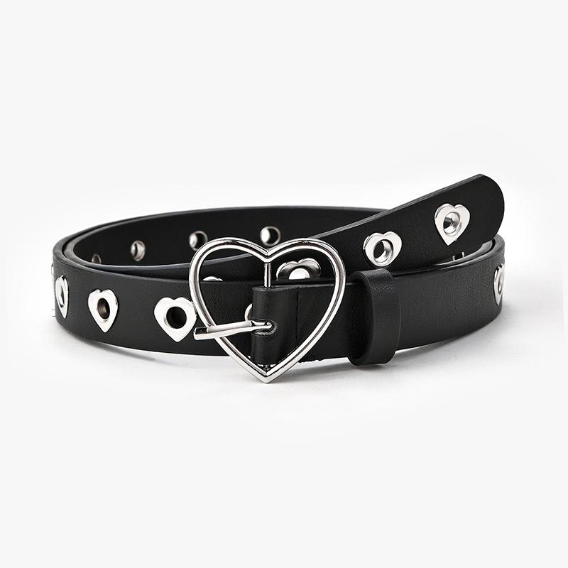 Punk Style High-end PU Leather Cardioid Pin Buckle Belt Women's Waist Straps for Jeans & Casual Wear Fashion Novelty Waistband