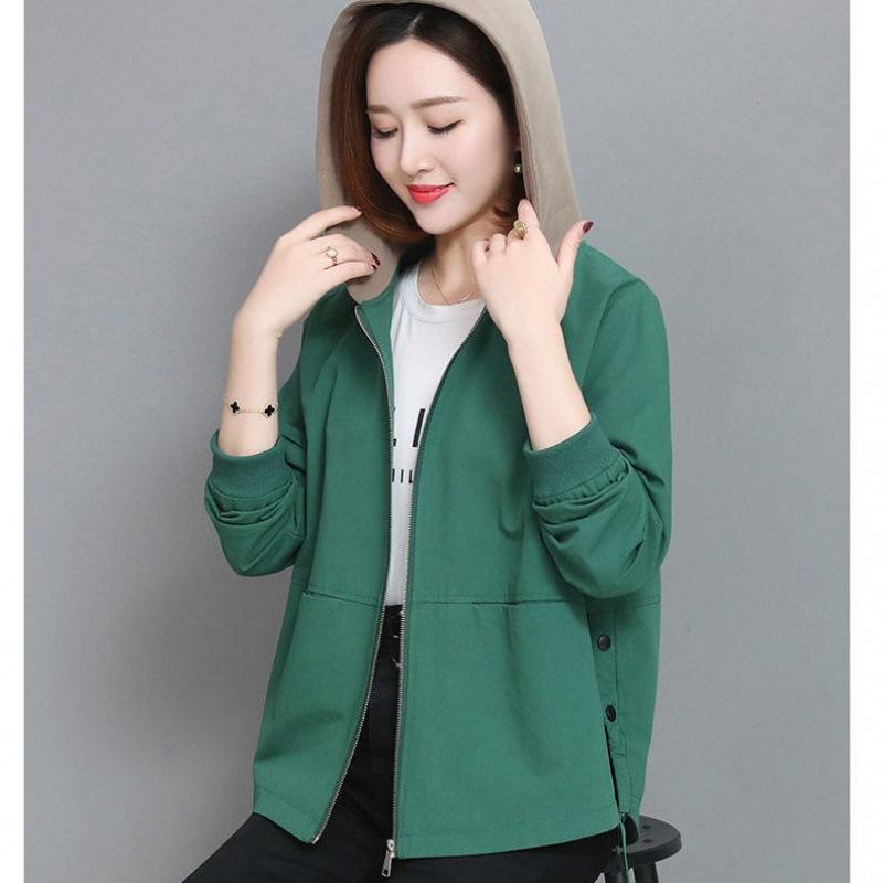 Women's Printed Embroidered Hooded Jacket Short Casual Jacket Office Jacket