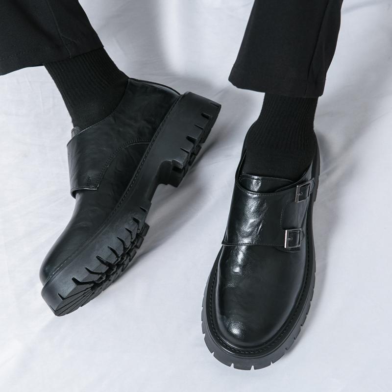 Men's Leather Shoes British Platform Designer Dress Buckle Leather Loafers Male Shoes Man Casual Shoes for Men Designer