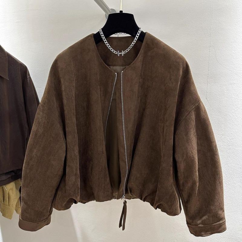 Women S Vintage Loose Fit Suede Jacket Casual Spring Autumn