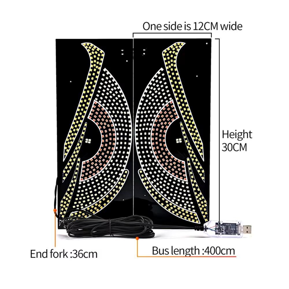 LED-Teufelsaugen-Licht, Fahrzeugsignalleuchten, Warnleuchten, 11 Modi, Stroboskoplicht, USB-Anschluss, Matrix-Panel-Dekorationen für die Windschutzscheibe
