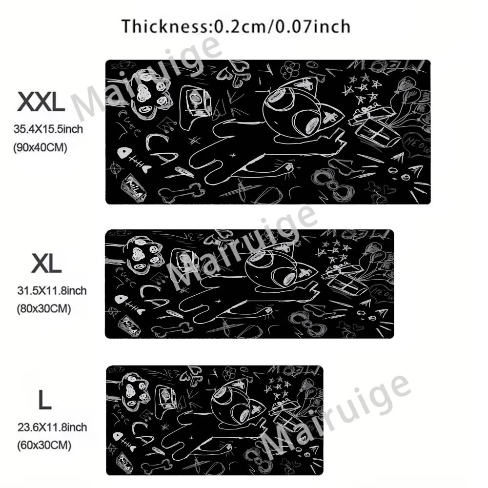 Funny Cartoon Cat Mouse Pad Large Computer Office Game Table Mats XXL Rubber Antislip Gaming Keyboard Mousepads Long Desk Pads
