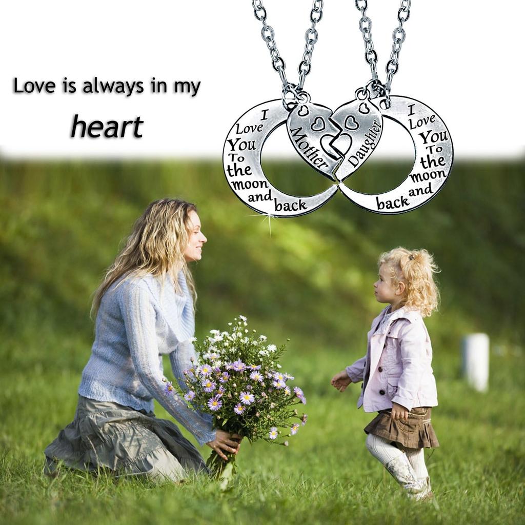 Gifts for Mom I Love You To the Moon and Back Mother Daughter Necklaces Pendant 2pc Set Mothers Day Gifts