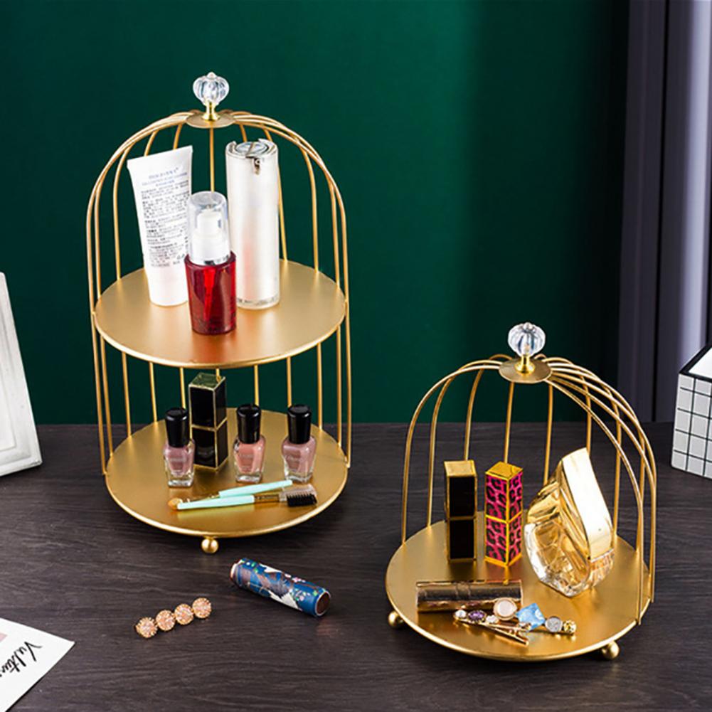 Iron Art Nordic Style Bird Cage Rack Lipstick Perfume Cosmetic Skin Care Product Storage Rack Finishing Table Rack 2022 New