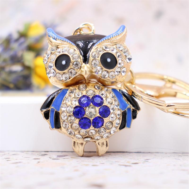 Lovely Owl Keychain Rhinestone Crystal Keyring Key Ring Chain Bag Charm Pendant Gift