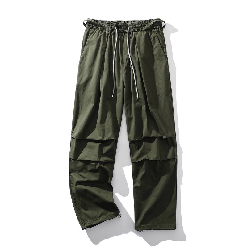 American Retro Heavy-Duty Pure Cotton Pleated Paratrooper Cargo Pants for Men, Spring and Autumn Loose Pants, Export Men's Casual Long Pants