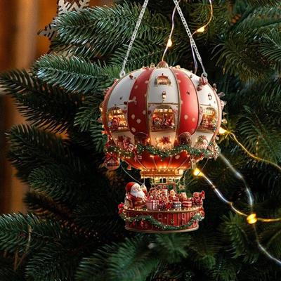 Hot Air Balloon Pendant 2D Acrylic Christmas Tree Hanging Decoration Perfect Holiday Gift Decor 2025 Xmas Navidad Party Supplies