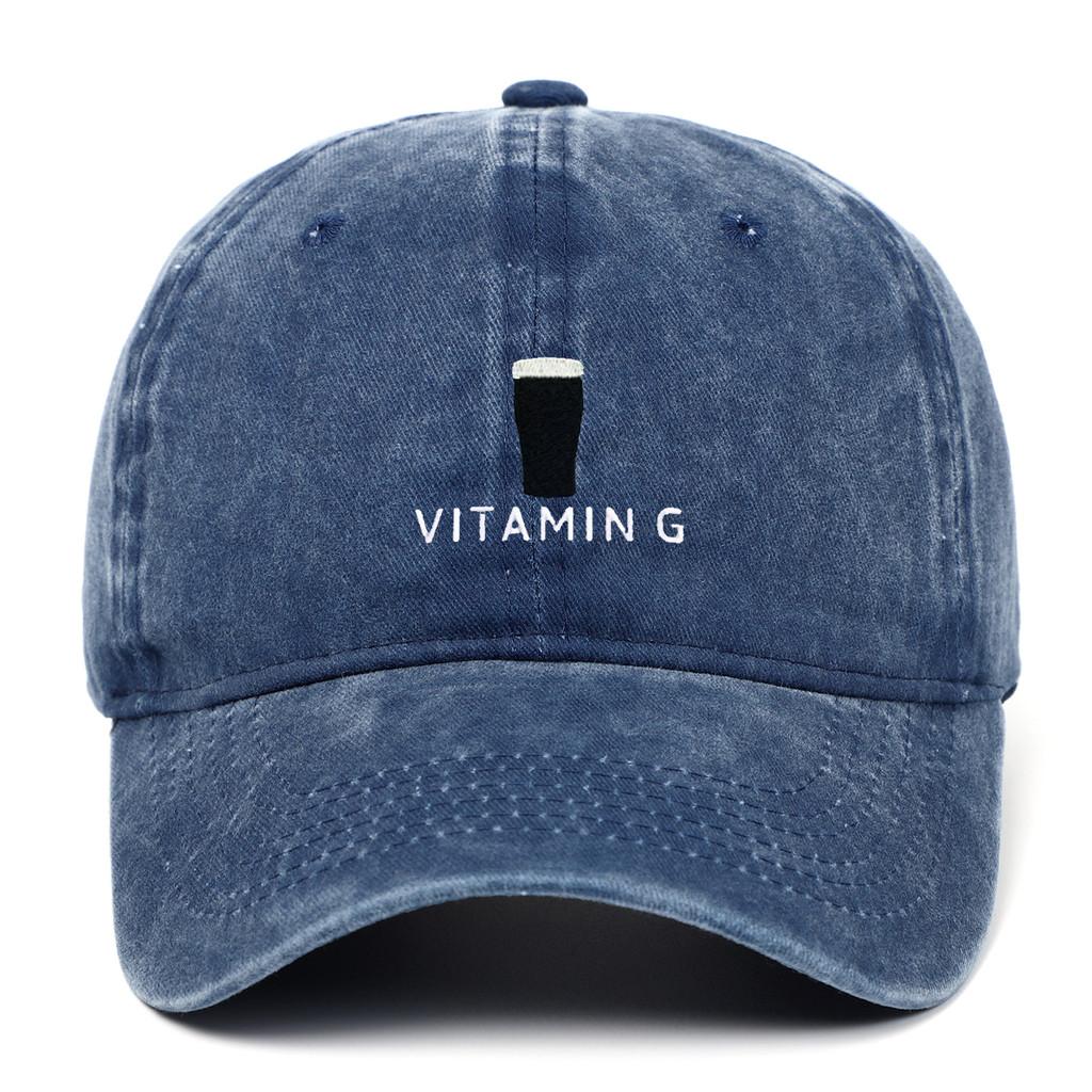 Vitamin G Letter Vintage Baseball Cap With Breathable Cotton And Curved Brim