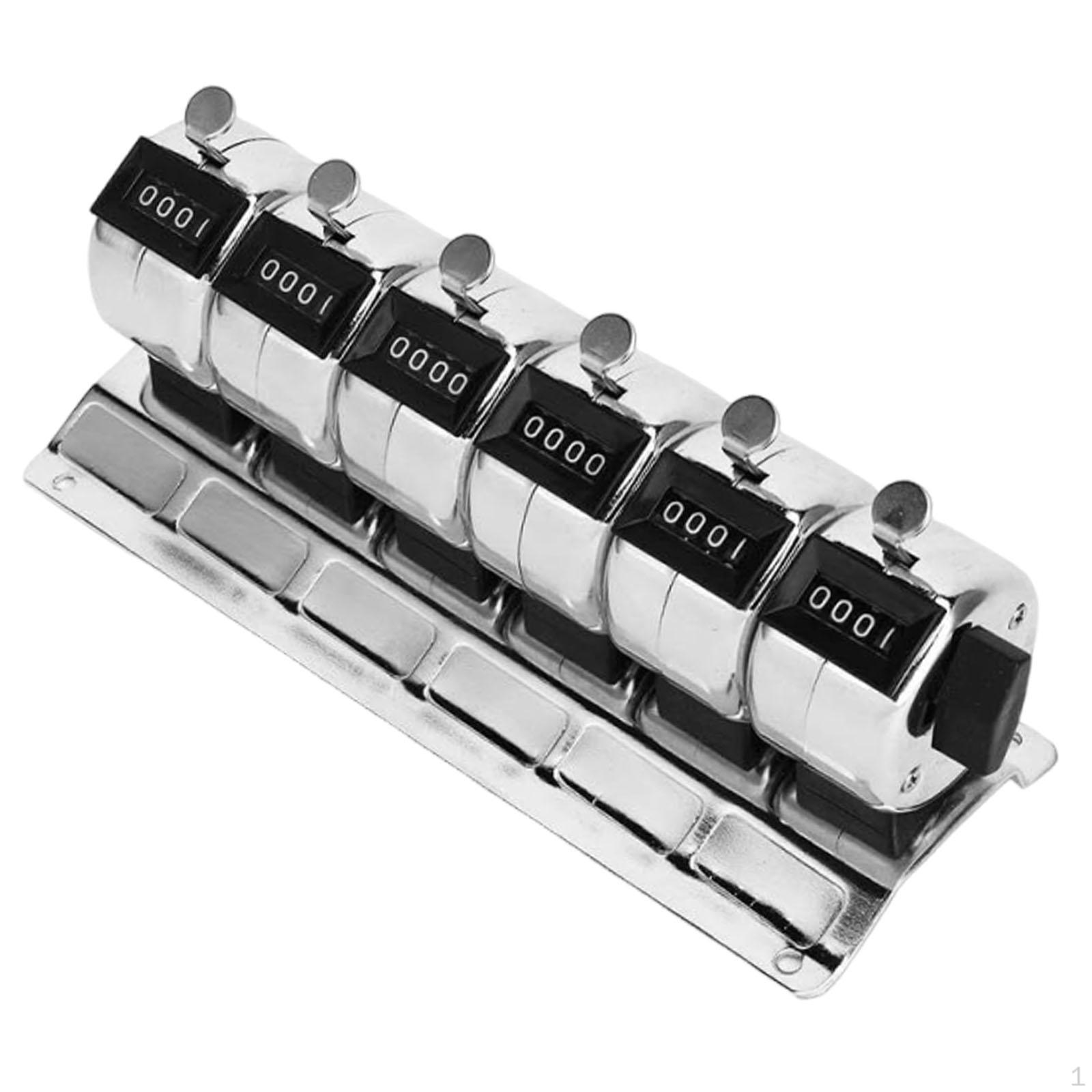 

Tally Counter Metal Resettable Conjoined 6 Units Pitch Manual Click Mechanical for Ticket
