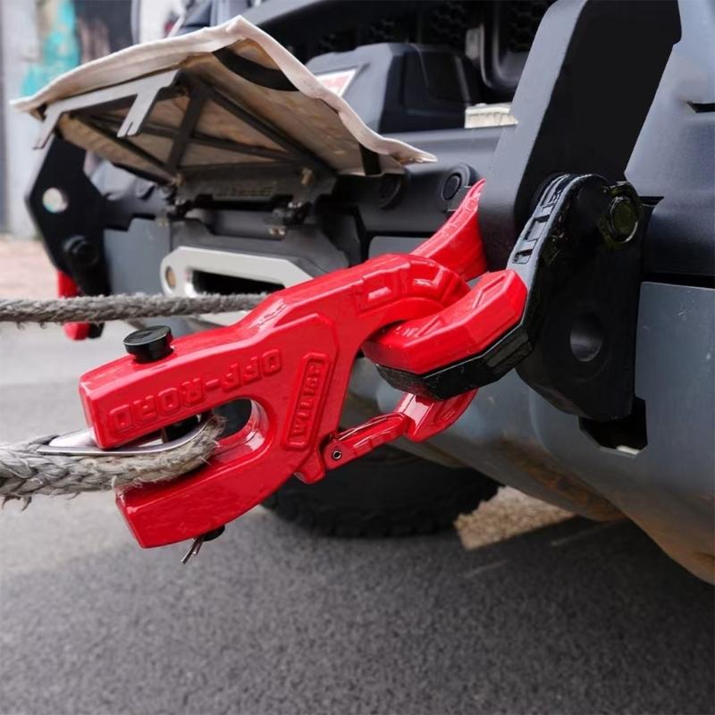 3/8" Tow Winch Hook Vehicle Winch Hook 32000Lbs Capacity Ergonomic Clevis Clip 10T Winch Hook for Truck Trailer