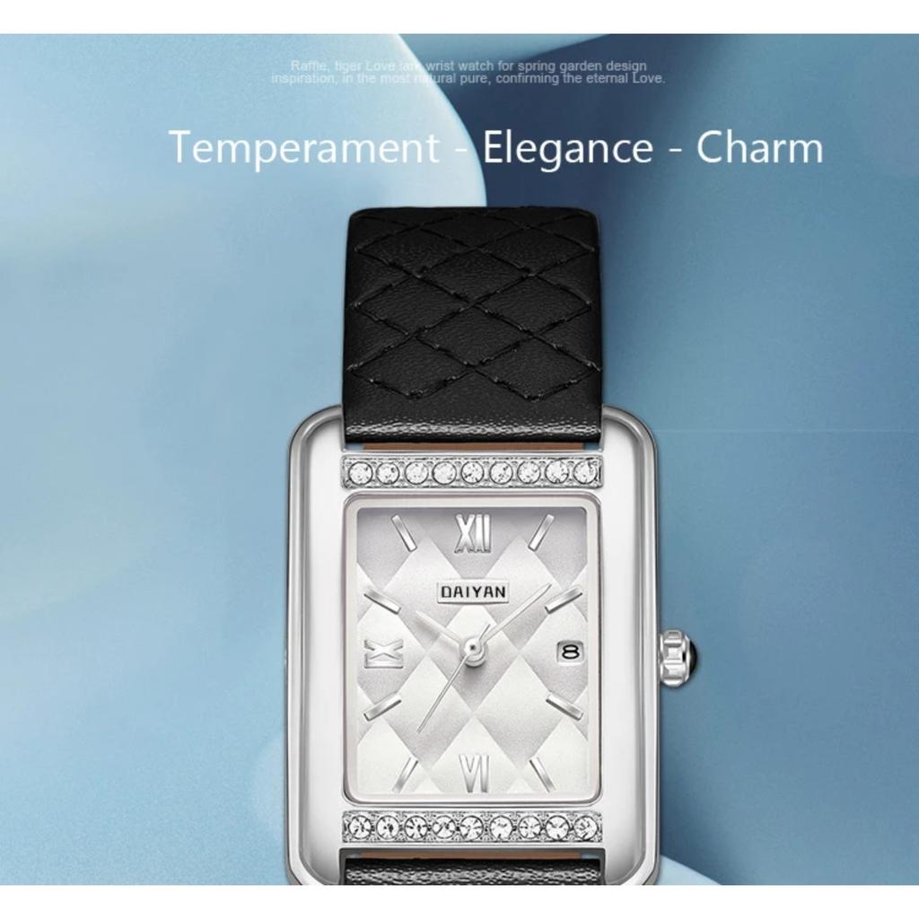 Women Watch Business Diamond Waterproof studded Large Dial Square Steel Strip Calendar Ladies Fashion Quartz Wristwatches