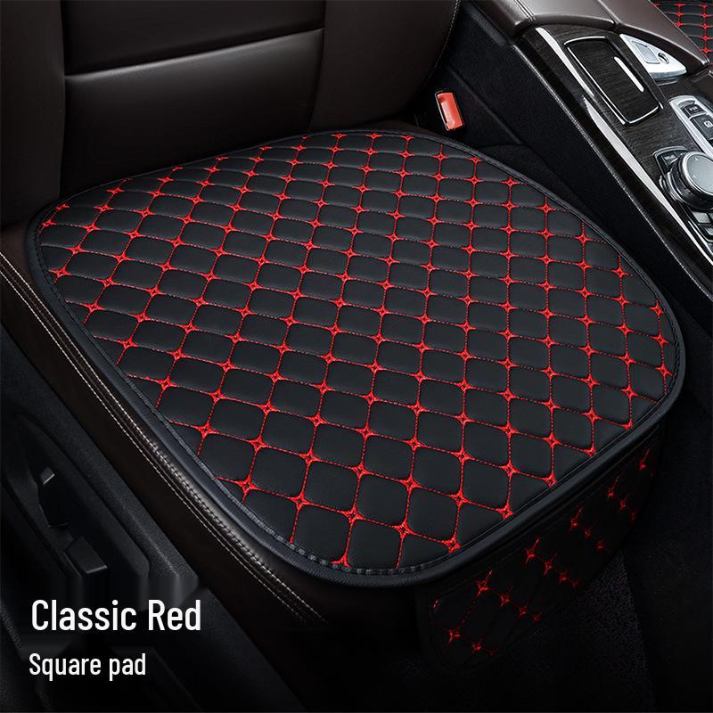 Universal Nappa Leather Car Seat Cushion: Star Embroidered, Backless, Non-Slip, Three-Piece Set