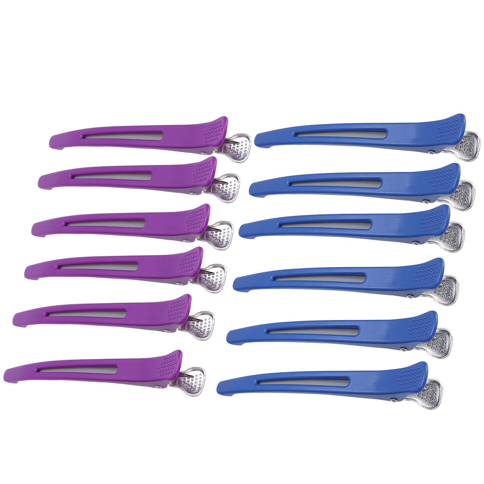 

12pcs Makeup Duckbill Hair Clip Hairdressing Partition Sectioning Clips (Blue Purple)