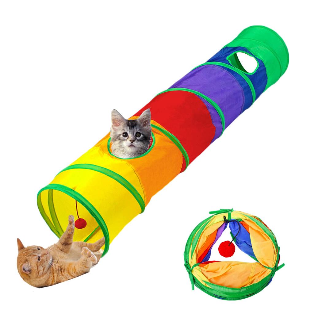 Cat Toys Cat Tunnel and Cat Cube Pop Up Collapsible Kitten Indoor Outdoor Toys-Collapsible 3 Way or 1wayCat Tube- for Cat, Puppy, Kitty, Kitten