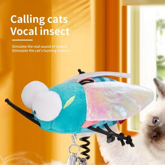 1 Set Cat Teaser Toy Vivid Exquisite Relieve Boredom Bee Shape Pet Cat Plush Squeaky Toy Pet Supplies