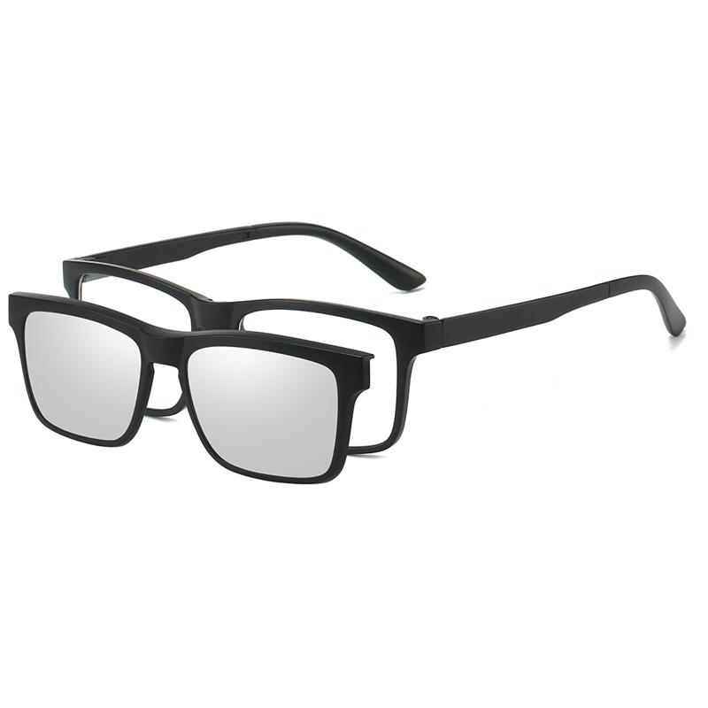 PC 2In 1 New Style Magnet Clip On Glasses Frame Trend Fishing Driving Sunglasses For Men  Optical Computer Glasses UV400