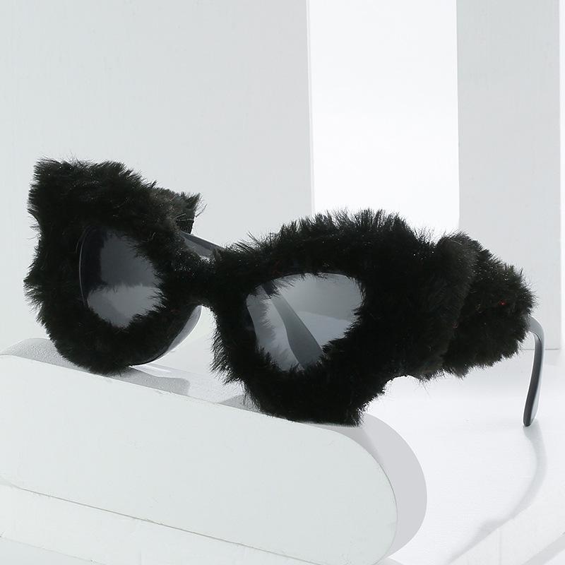 Plüsch Winter Sonnenbrille Damen Cat Eye Sonnenbrille Damen Douyin Sonnenbrille