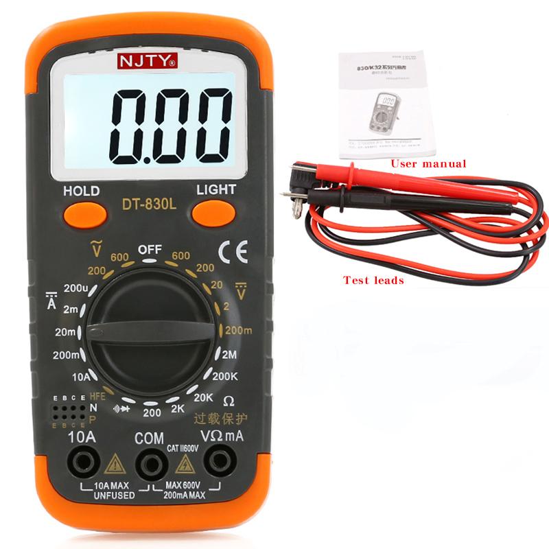 

Цифровий протиопіковий мультиметр NJTY DT830L, побутовий мультиметр з цифровим дисплеєм, компактний кишеньковий високоточний мультиметр
