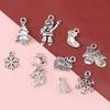 19pcs Vintage Mixed Style Christmas Snowflakes Snowman Pendants DIY Jewelry Making Accessories Handmade Material Art Craft