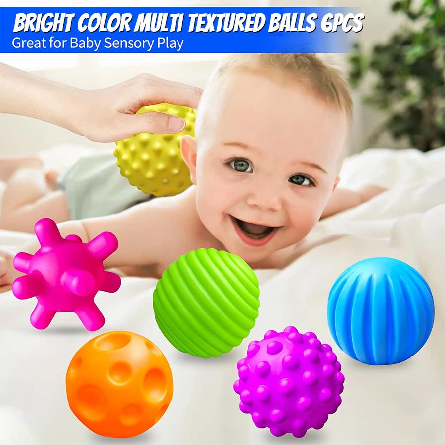 6PCS Textured Balls for Baby Sensory Play 6-12 Months, Activity Multi Soft Ball, Montessori Shower Toys for Toddlers 1-3 Years