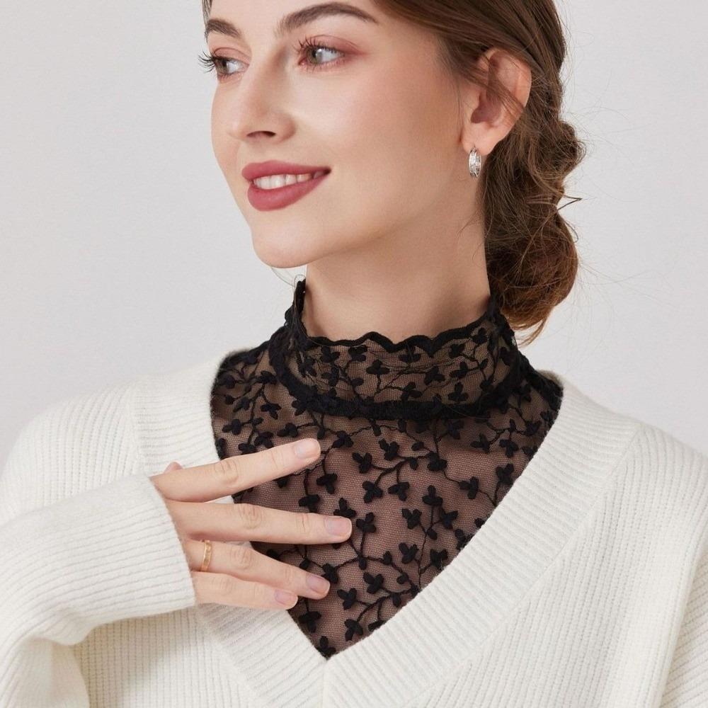 Transparent Lace Fake False Collar Elegant Detachable High Collar False Blouse  Clothes Accessories