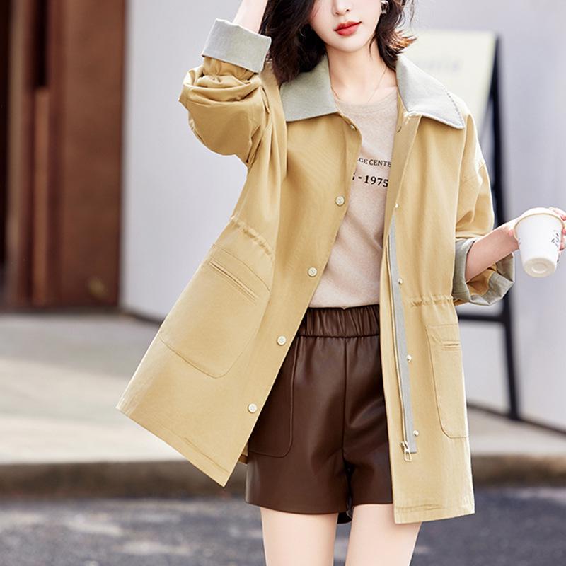 

Petite Korean Style Women s Spring 2025 Waist-Slimming Loose Casual Trench Coat Medium світло-синій колір
