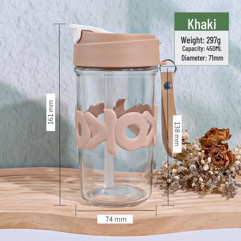 OLOEY Double Mouth Glass Cup with Rope Handle