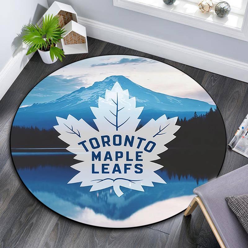 Toronto Maple Leafs,Round Area Rug,Carpet Rug for Living Room Bedroom Sofa Playroom Decor,Non-slip Floor Mat