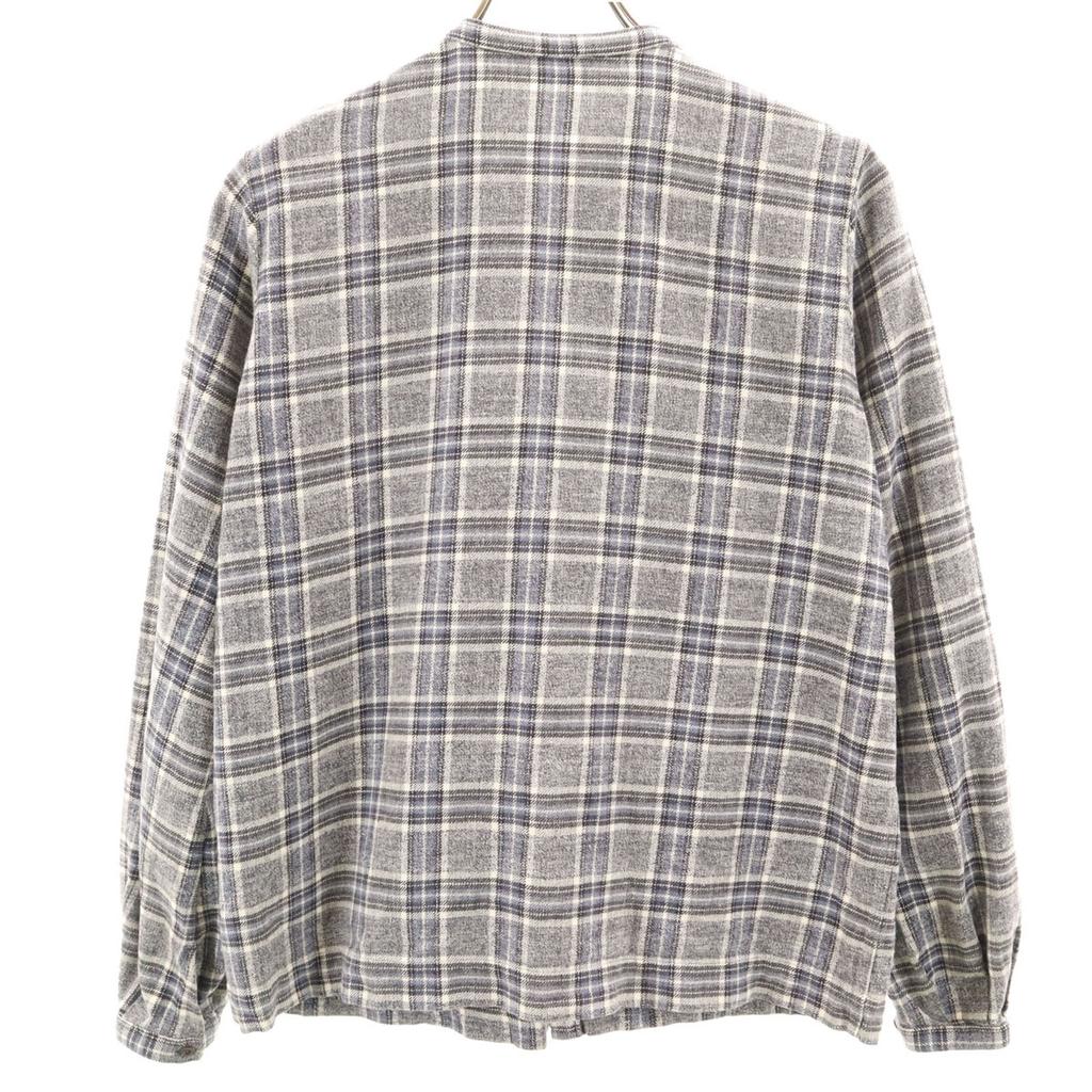 45R Check Pattern Long Sleeve Frill Shirt 2 Gray Women Used