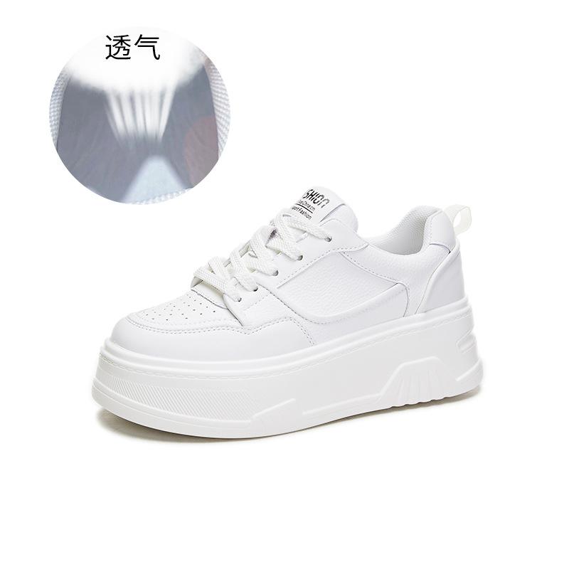 Leather little white shoes women's 2025 spring new thick-soled muffin shoes casual versatile shoes children's low-top sports women's shoes