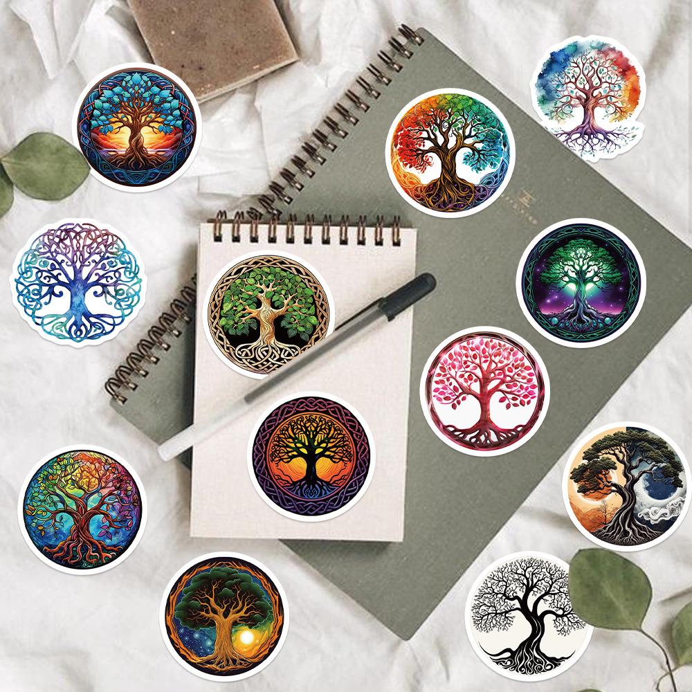 50 Cartoon Tree of Life Doodle Stickers Guitar Notebook Suitcase DIY Waterproof Stickers