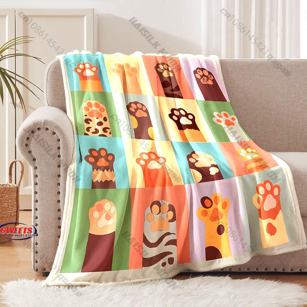3D Cute Cat Paw Print Blanket, Soft Cozy Warm Giant Extra Large Blanket for Bed, Sofa, Couch, Travel, Camping, Wonderful Gifts