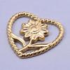 6pcs/Lot Different Heart Pendants For Jewelry Making Supplies 18k Real Gold Plated Stainless Steel Charms Bulk Sun Flower Charm