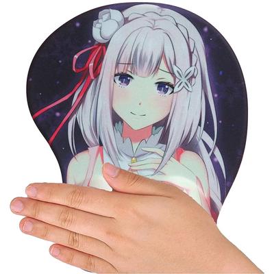 KUTAO 3D Podložka pod myš s prsy, Re:ZERO - Začátek života v jiném světě -, Emilia, Prsa, Bradavky, Vykukující, Odhalení bradavek, Anime, 3D, 18+