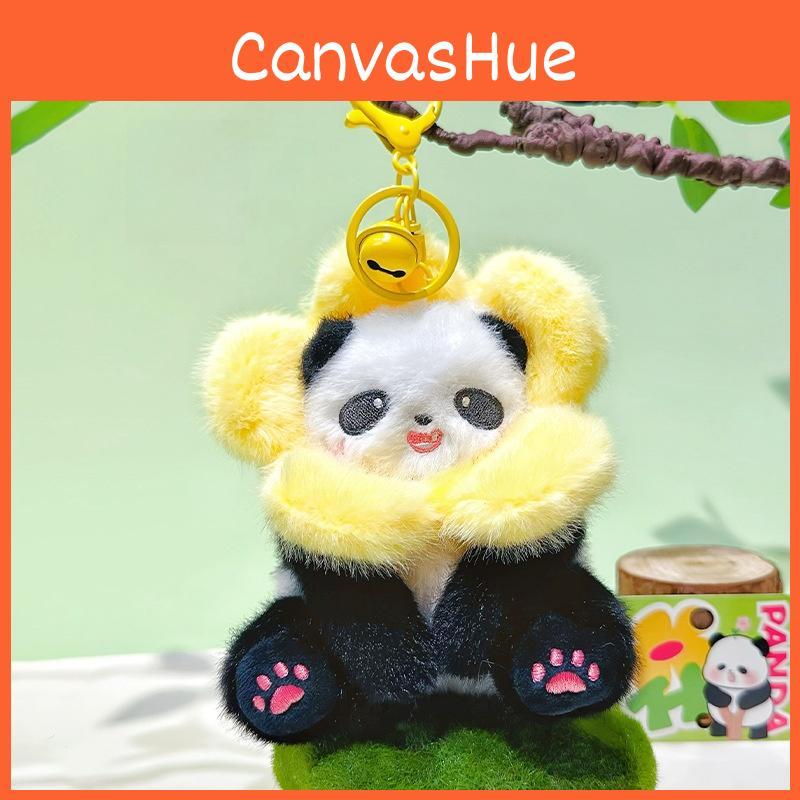 Panda Plush Animal Keyring Pendant With Flower Hat For Bag Decor And Key Chain