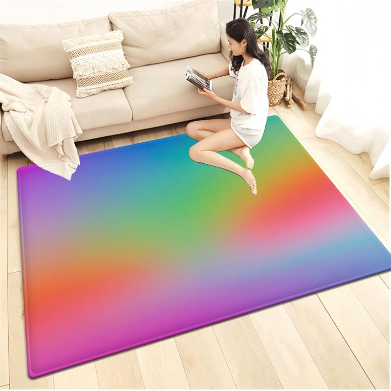 Dopamine Gradient Color Large Carpet Non Slip Soft Cartoon Kids Bedroom Living Room Floor Mat Home Decor Children's Play Carpet