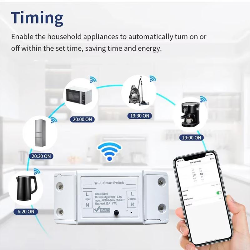 Tuya Wifi Switch 433MHz Universal Breaker 1/2/3 Gang Wireless Wall Switch Remote Voice Control Support Smart Life,Alexa,Google