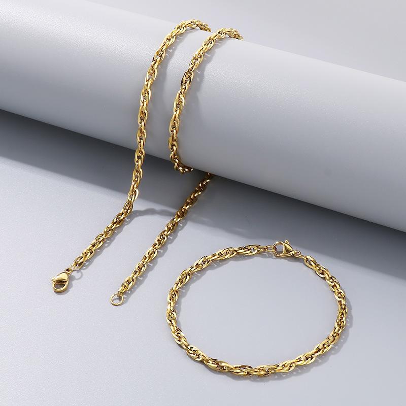 Commuter Plain Chain, Trendy Nightclub Multi-Size Plain Weave Twist Chain, Titanium Steel Men'S And Women'S Necklace.