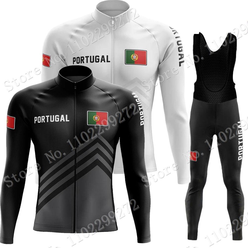 New Portugal National Team Cycling Jersey Set Winter Mens Long Sleeve Clothing Suit MTB Bike Road Pants Bib Ropa Ciclismo
