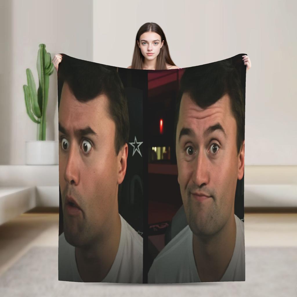 Warm BlanketBoy Girl Decorative Charlie Kirk Throw Blanket Flannel Bedspread For Couch Chair Novelty Sofa Bed Cover