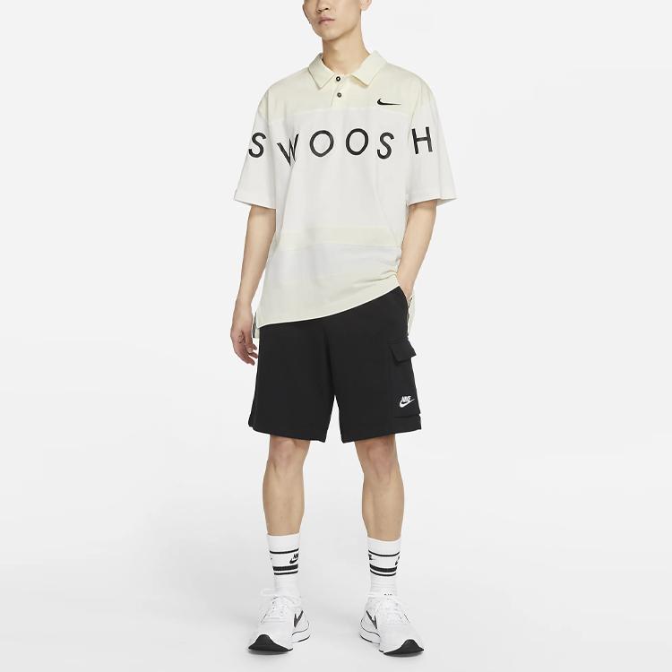 Nike Sportswear Swoosh Logo Contrast Loose-Fit Polo Men Tops Sail DJ5370-110