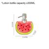Bouteille Distributrice en Céramique en Forme de Pastèque Pour Savon à Mains, Lessive, Lotion pour le Bain, Rangement, Bouteille à Pompe Pression Créative