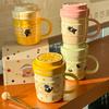 Cute Milk Fufu Cat Ceramic Mug with Lid for Boys and Girls Birthday Gifts, Girlfriends Souvenir Gift Box