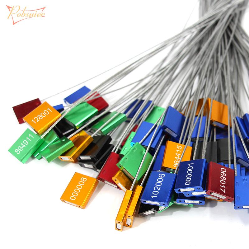 20pcs High Security Cable Seals Metal Container Steel Wire Tags Pull Tight Aluminum Shipping Locking Label Serial Number 30cm