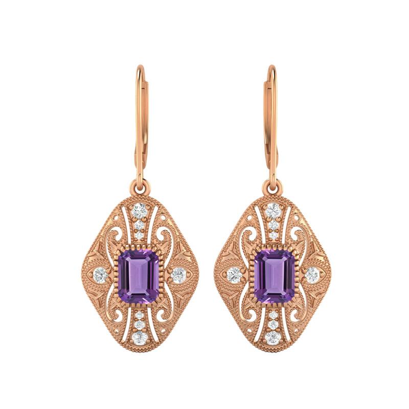 Amethyst Filigree Dangle Women Wedding Earrings-925 Sterling Silver