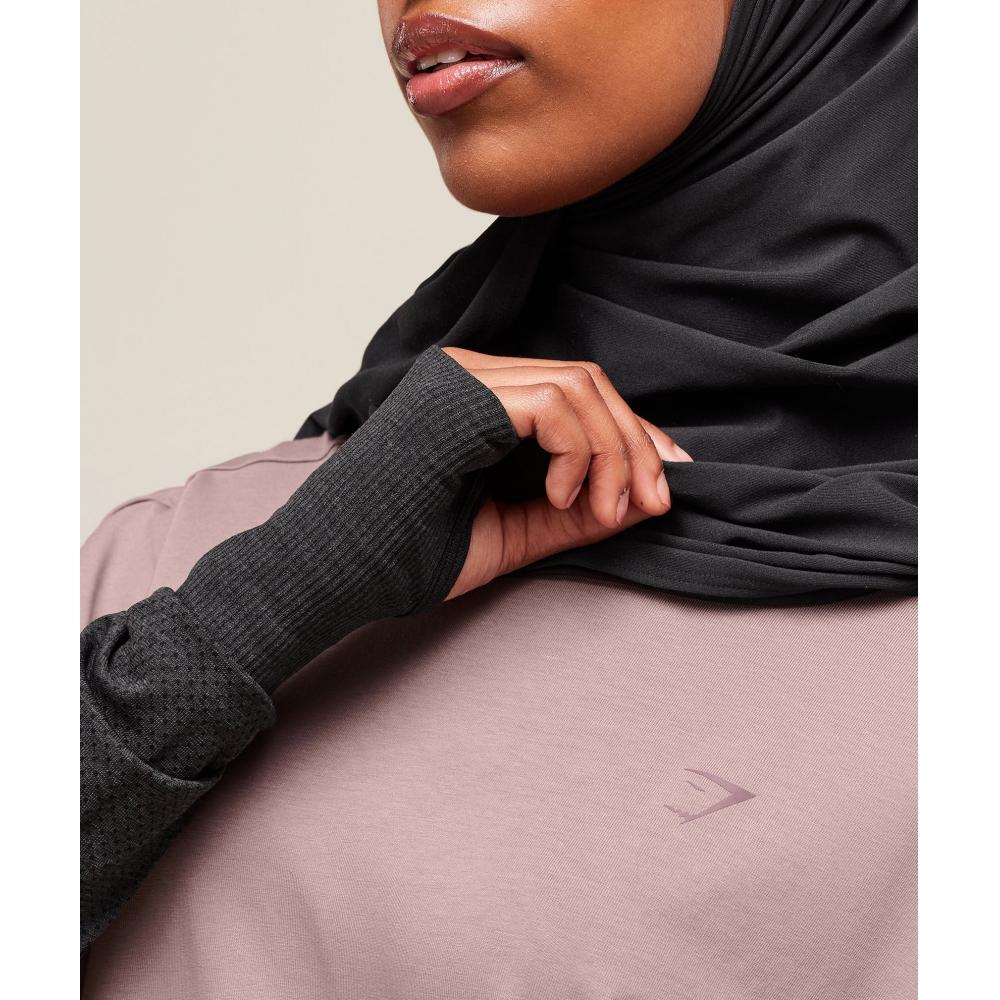 Gymshark Covered Longline CoTTon T shirT Washed Mauve B2c5n Pbrk