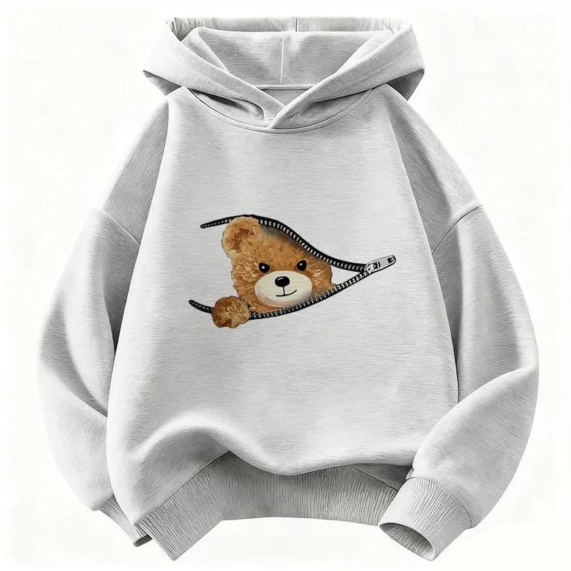 Autumn/Winter Fun Children's Hooded Sweatshirt, Cute and Fashionable Bear Casual Pullover for Boys and Girls